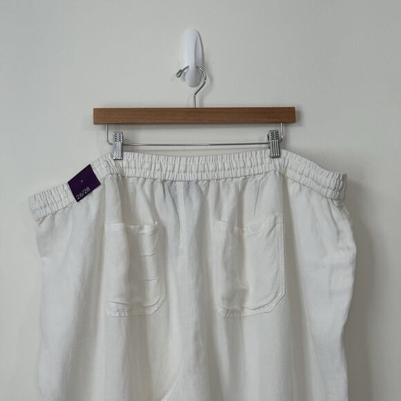 NWT Lane Bryant Linen Blend Wide Leg Pants Plus Size 26/28 White Drawstrings - Picture 8 of 13